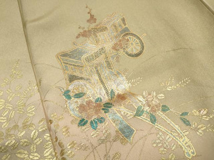 平和屋着物■訪問着　御所車花文　暈し染め　金銀彩　正絹　逸品　DABJ0150qa