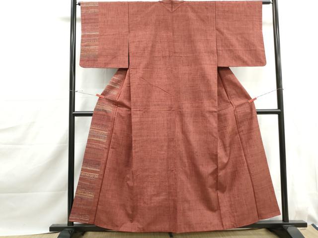 平和屋着物■訪問着　紬地　幾何学横段文　正絹　逸品　DABJ0154qa