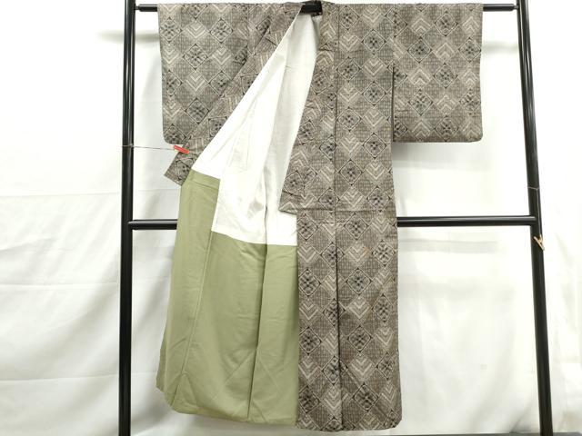 平和屋着物■本場大島紬　割り込み絣　花菱文　正絹　逸品　DABJ0155qa