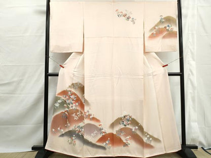 平和屋着物■訪問着　重ね山花松文　暈し染め　金彩　正絹　逸品　DABJ0158qa