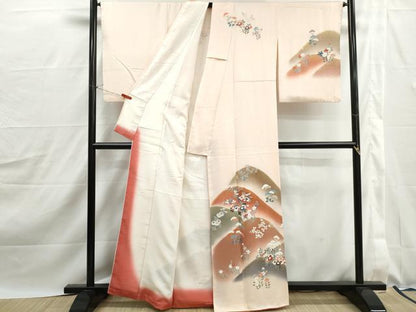 平和屋着物■訪問着　重ね山花松文　暈し染め　金彩　正絹　逸品　DABJ0158qa