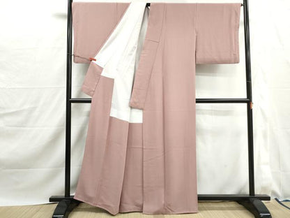 平和屋着物■上質な色無地　赤白橡色　正絹　逸品　DABJ0159qa