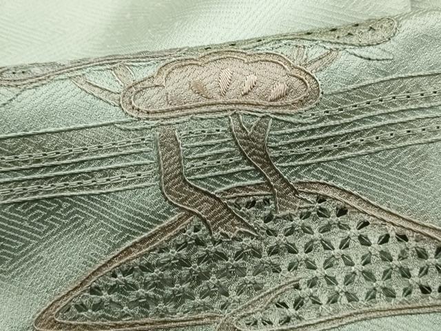 平和屋着物■中国三大刺繍　スワトウ刺繍　汕頭刺繍　総刺繍　訪問着　枝松文　暈し染め　正絹　逸品　DABJ0163qa
