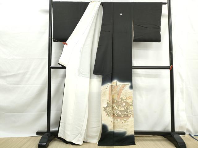 平和屋着物■豪華黒留袖　寿光織　作家物　吉祥宝船　暈し染め　金彩　正絹　逸品　DABJ0164qa
