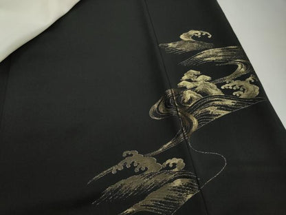 平和屋着物■豪華黒留袖　寿光織　作家物　吉祥宝船　暈し染め　金彩　正絹　逸品　DABJ0164qa