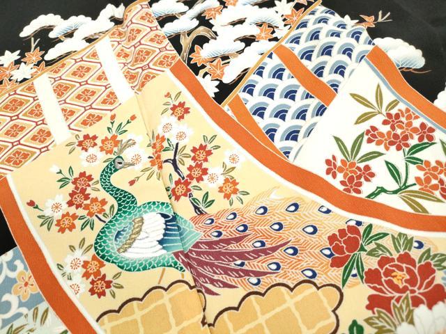 平和屋着物■豪華黒留袖　刺繍　絵巻花鳥文　鶴　金糸　正絹　逸品　DABJ0166qa