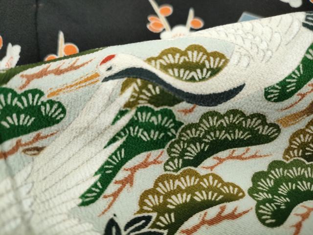 平和屋着物■豪華黒留袖　刺繍　絵巻花鳥文　鶴　金糸　正絹　逸品　DABJ0166qa
