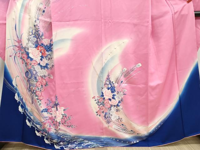 平和屋着物■豪華振袖　霞草花文　暈し染め　金銀彩　正絹　逸品　DABJ0168qa