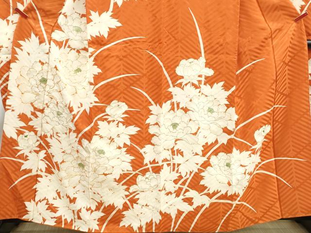 平和屋着物■豪華振袖　駒刺繍　枝葉牡丹文　金彩　正絹　逸品　DABJ0170qa