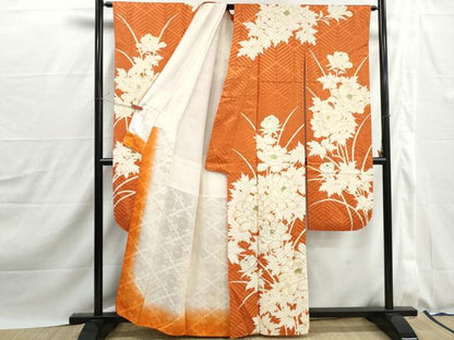 平和屋着物■豪華振袖　駒刺繍　枝葉牡丹文　金彩　正絹　逸品　DABJ0170qa