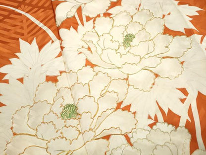 平和屋着物■豪華振袖　駒刺繍　枝葉牡丹文　金彩　正絹　逸品　DABJ0170qa