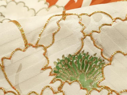 平和屋着物■豪華振袖　駒刺繍　枝葉牡丹文　金彩　正絹　逸品　DABJ0170qa