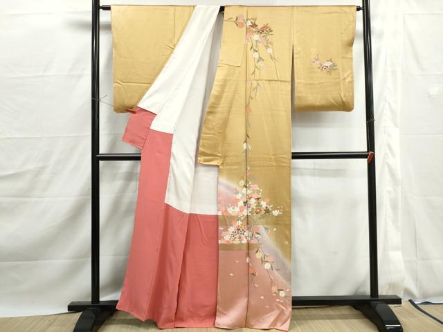 平和屋着物■訪問着　枝花文　暈し染め　金彩　正絹　逸品　DABJ0180qa