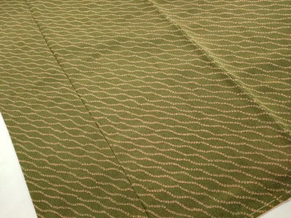 平和屋着物■上質な小紋　よろけ縞　鹿の子文　鬼しぼ縮緬　正絹　逸品　DABJ0181qa