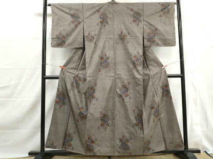 平和屋着物■本場大島紬　9マルキ　草花文　正絹　逸品　DABJ0183qa