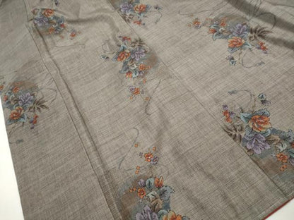平和屋着物■本場大島紬　9マルキ　草花文　正絹　逸品　DABJ0183qa