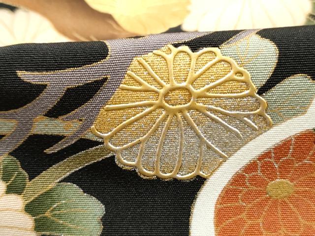 平和屋着物■豪華黒留袖　駒刺繍　飛鶴枝松花文　金彩　正絹　逸品　DABJ0184qa