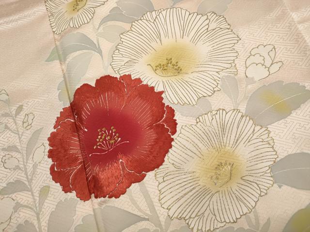 平和屋着物■訪問着　刺繍　草花文　暈し染め　金彩　正絹　逸品　DABJ0185qa
