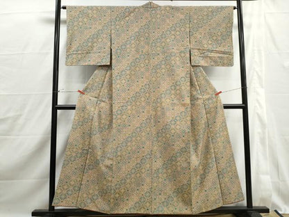平和屋着物■上質な小紋　紬地　蜀江花文　正絹　逸品　DABJ0186qa