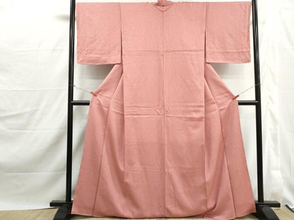 平和屋着物■上質な色無地　霞地紋　紅梅色　正絹　逸品　DABJ0192qa