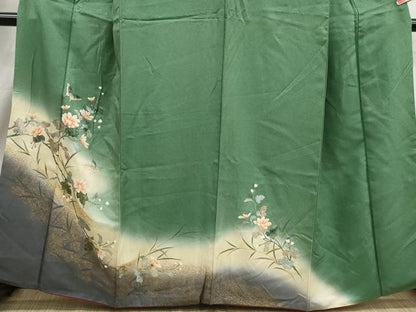 平和屋着物■訪問着　花蝶文　暈し染め　金銀彩　正絹　逸品　DABJ0195qa
