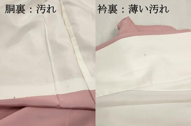 平和屋着物■上質な色無地　重ね雲鏡裏地紋　珊瑚色　正絹　逸品　DABJ0198qa