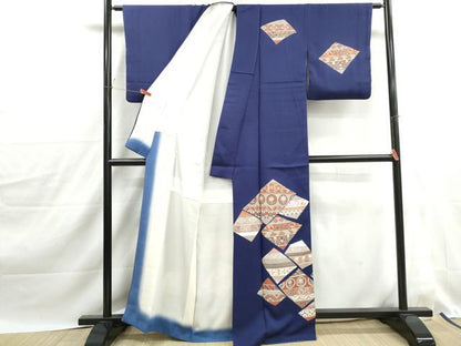 平和屋着物■訪問着　刺繍　更紗花唐草文　正絹　逸品　DABJ0203qa