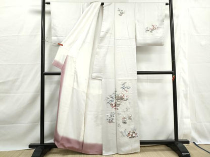 平和屋着物■訪問着　風景花文　松竹梅　金彩　正絹　逸品　DABJ0206qa