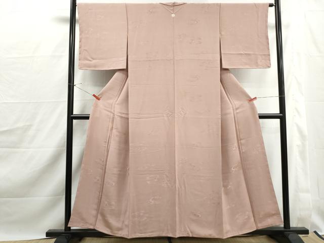 平和屋着物■上質な色無地　流水地紋　水柿色　正絹　逸品　DABJ0207qa