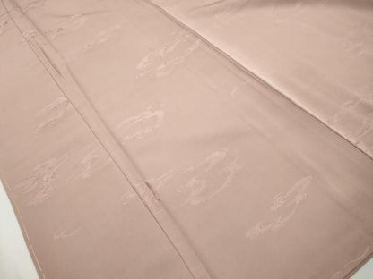 平和屋着物■上質な色無地　流水地紋　水柿色　正絹　逸品　DABJ0207qa