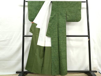 平和屋着物■上質な紬　更紗花文　正絹　逸品　DABJ0208qa