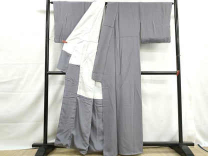 平和屋着物■上質な色無地　桔梗鼠色　正絹　逸品　DABJ0211qa