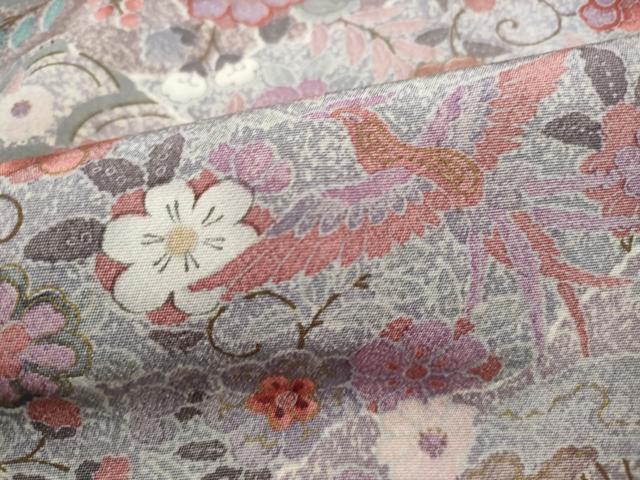 平和屋着物■上質な小紋　花鳥文　鳳凰　金彩　正絹　逸品　DABJ0212qa