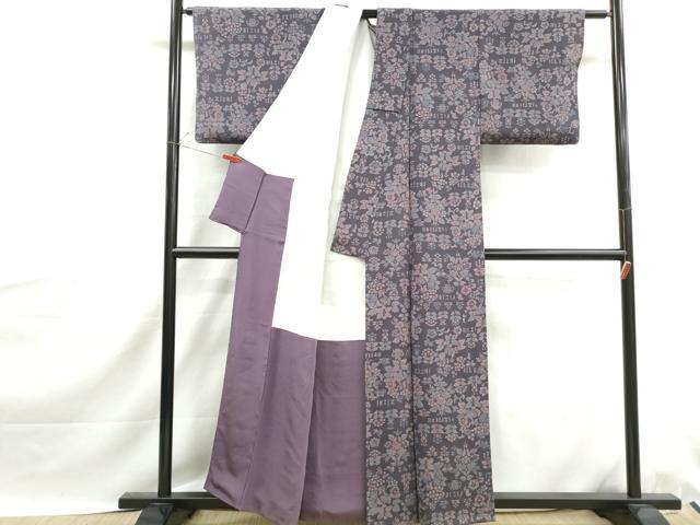 平和屋着物■上質な小紋　更紗花文　鬼しぼ縮緬　正絹　逸品　DABJ0216qa