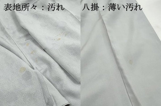 平和屋着物■上質な色無地　菊尽くし地紋　薄雲鼠色　正絹　逸品　DABJ0219qa