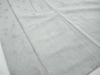 平和屋着物■上質な色無地　菊尽くし地紋　薄雲鼠色　正絹　逸品　DABJ0219qa