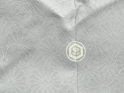 平和屋着物■上質な色無地　菊尽くし地紋　薄雲鼠色　正絹　逸品　DABJ0219qa