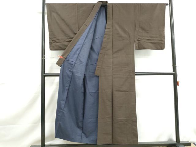 平和屋着物■男性　紬　格子文　正絹　逸品　DABJ0222qa