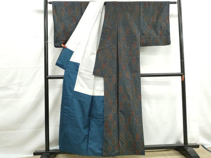 平和屋着物■本場大島紬　亀甲花文　正絹　逸品　DABJ0224qa