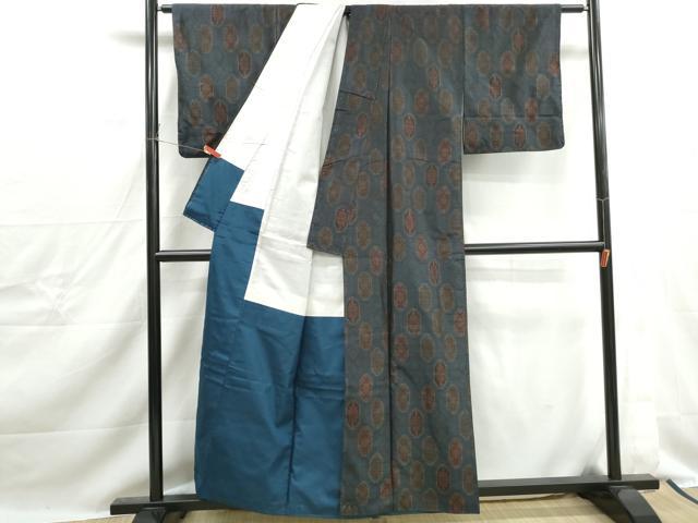 平和屋着物■本場大島紬　亀甲花文　正絹　逸品　DABJ0224qa