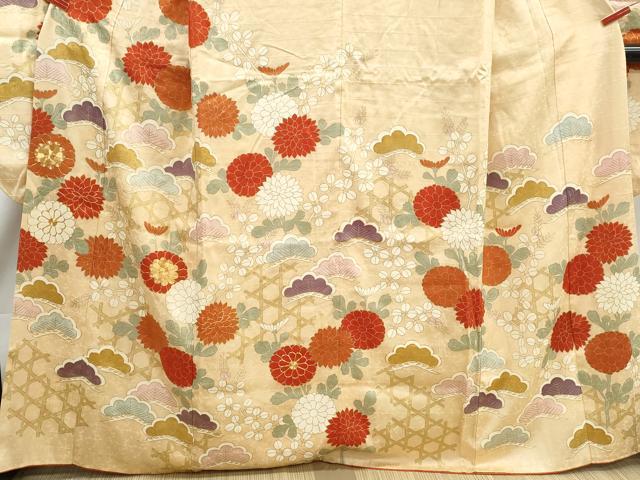平和屋着物■豪華振袖　駒刺繍　花松文　菊　金彩　正絹　逸品　DABJ0236qa
