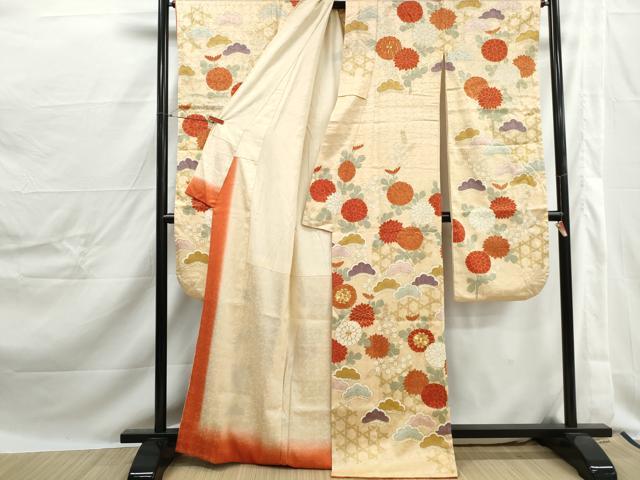 平和屋着物■豪華振袖　駒刺繍　花松文　菊　金彩　正絹　逸品　DABJ0236qa