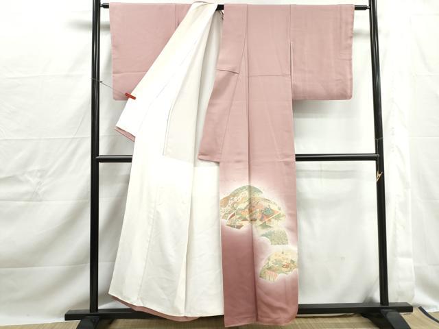 平和屋着物■豪華色留袖　寿光織　地紙人物風景花文　竹取物語　暈し染め　金糸　正絹　逸品　DABJ0238qa