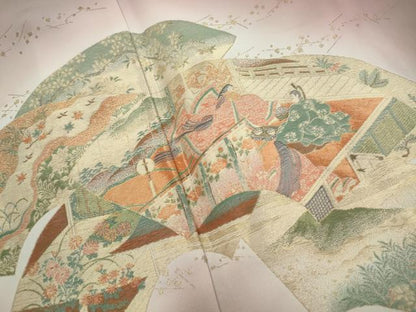 平和屋着物■豪華色留袖　寿光織　地紙人物風景花文　竹取物語　暈し染め　金糸　正絹　逸品　DABJ0238qa