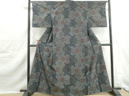 平和屋着物■本場大島紬 草花文 正絹 逸品 DABJ0239qa