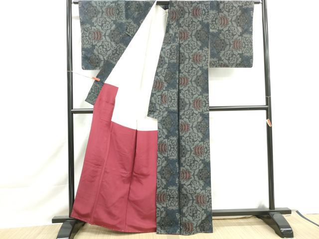 平和屋着物■本場大島紬 草花文 正絹 逸品 DABJ0239qa