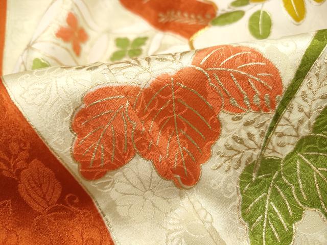 平和屋着物■豪華振袖　駒刺繍　草花間道　金彩　正絹　逸品　DABJ0241qa