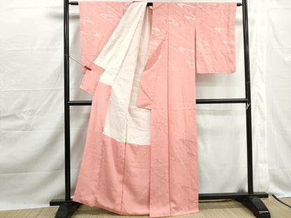 平和屋着物■上質な色無地　流水地紋　東雲色　正絹　逸品　DABJ0245qa