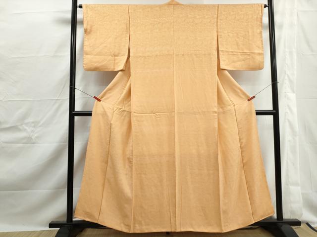 平和屋着物■上質な色無地　立波地紋　萱草色　正絹　逸品　DABJ0249qa