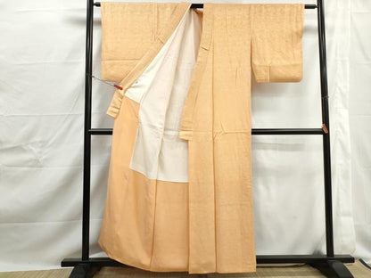 平和屋着物■上質な色無地　立波地紋　萱草色　正絹　逸品　DABJ0249qa
